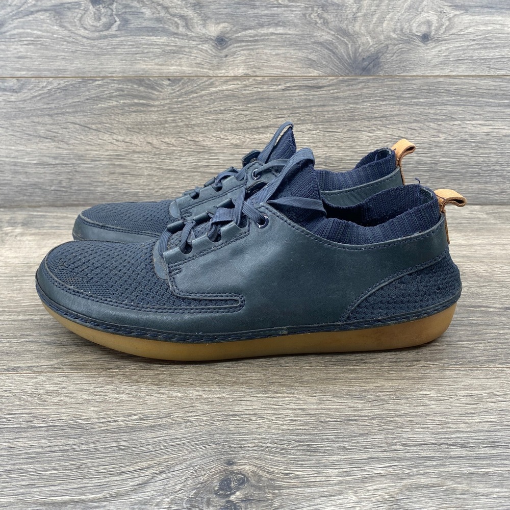 Clark's NATURE Comfort Navy Blue Leather Mesh Lace‎ Up Casual Shoes Men 10.5